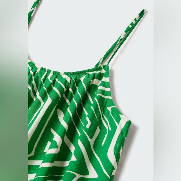 Mango Vibrant Green Geometric Midi Dress - Picture 5 of 9